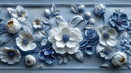 an elegant 3d rendered Chinoiserie pattern design made of porcelain