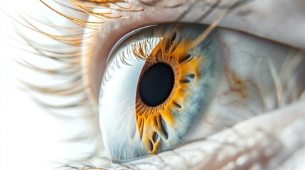 Detailed Close-Up of a Human Eye with Vibrant Colors on White Background