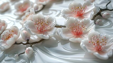 an elegant 3d rendered Chinoiserie pattern design made of porcelain
