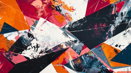 Fototapeta premium Dynamic Abstract Composition with Fragmented Shapes and Contrasting Colors for Visually Striking Design