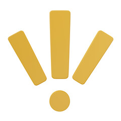 3D exclamation mark icon, Yellow warning sign symbol alert safety danger caution illustration icon security isolated on transparent background