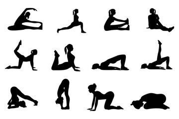 illustration of yoga - silhouette of a yoga