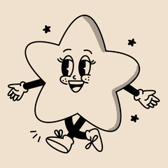 Ilustración vectorial estrella cartoon retro y vintage