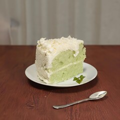 matcha cake on the table , dessert delicious