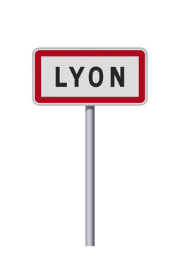 Panneau d'entr&eacute;e de la ville de Lyon (Rh&ocirc;ne) en vectoriel