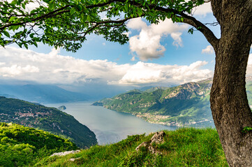 Panorama on Lake Como, photographed from the town of Barni, with Bellagio and all the mountains...