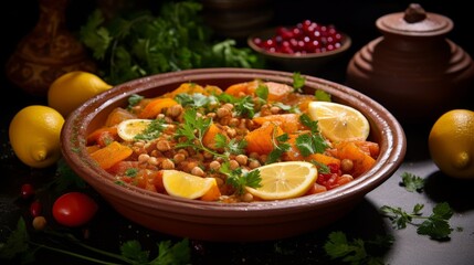 Aroma-filled bowl of Moroccan tagine