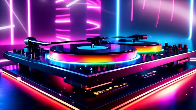 Dj turntable. Seamless looping time-lapse 4k video animation background