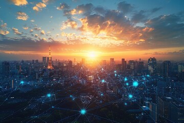 Fototapeta premium Electronic signals transmitted by Tokyo Television Tower