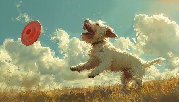Dog catching frisbee on sale