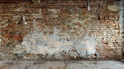 old grunge interior with brick wall. Generative Ai