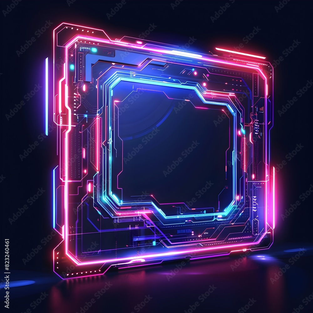 Poster futuristic digital frame with holographic effects and sleek design representing modern technology on