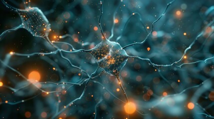 Detailed 3D visualization of neural networks illustrating complex neural connections and synapses with vibrant colors and glowing nodes.