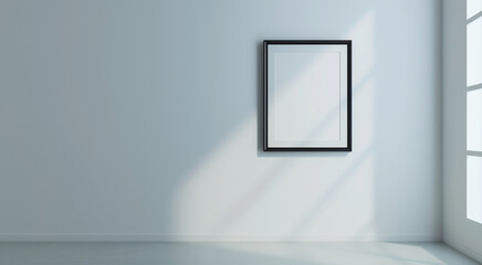  empty black frame hanging on white wall