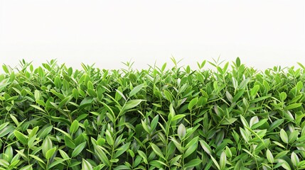 A close-up of green grass blades on white background