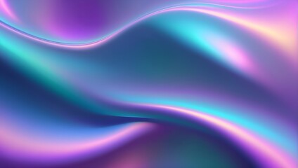 Obraz premium Holographic iridescent waves abstract background. Colorful 3D metallic surface background 