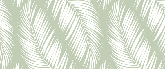 Abstract foliage line art vector background. Leaf wallpaper of tropical leaves, palm ,coconut, plant in hand drawn pattern. Botanical jungle illustration for banner, prints, decoration, fabric.