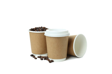 PNG,Kraft cups for coffee, isolated on white background