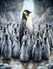 king penguin aptenodytes patagonicus chicks
