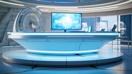 Obraz premium A photo of a futuristic telehealth information desk.