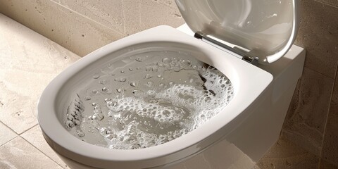 Overflowing Toilet in Modern Bathroom