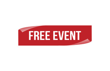 Red banner free event on white background.