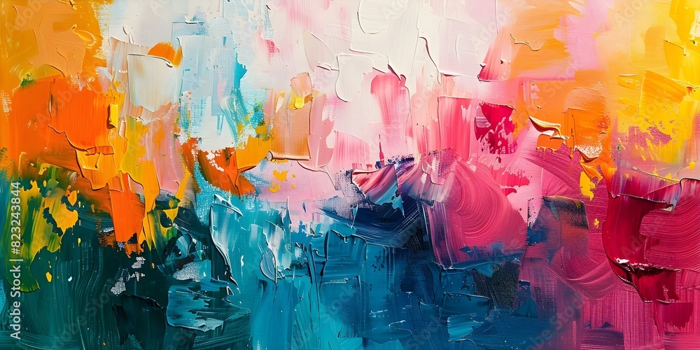 Poster exploring boundless potential: a vibrant display of abstract painting with acrylics. concept abstrac