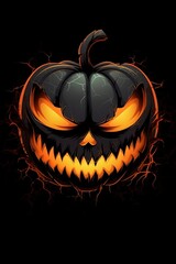 Halloween pumpkin Jack O Lantern isolated on black background. Ai generative
