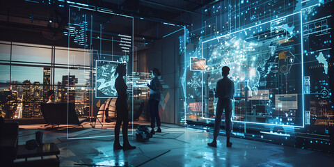 High-Tech Command Center\Futuristic Data Analysis Room

