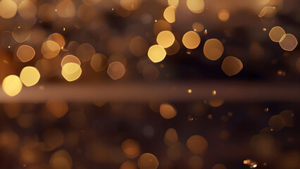 玉ボケの背景と、玉ボケが写る鏡面テーブル