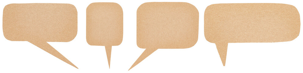Collection Set Bundle of blank cut out paper cardboard speech bubbles with copy space for text on transparent png or white background
