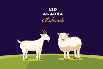 Happy Eid Adha concept. Colored flat vector illustration isolated.