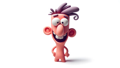 Naklejka premium A humorous claymation caricature character with exaggerated features. 