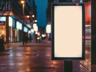 a blank signboard standing on a sidewalk