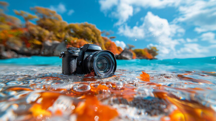 Camera Resting on Water Surface