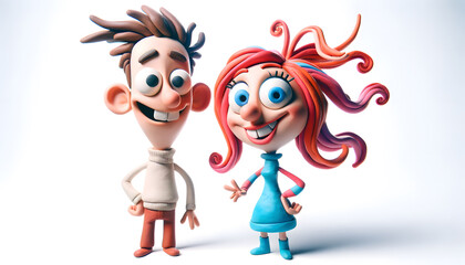 A humorous claymation caricature characters with exaggerated features.