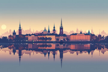 Obraz premium Stockholm vector city skyline 