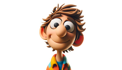 A humorous claymation caricature character with exaggerated features. 