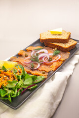 smoked salmon open sandwich