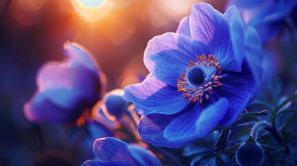 Beautiful anemone flowers with soft focus in spring or