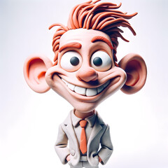 A humorous claymation caricature character with exaggerated features. 