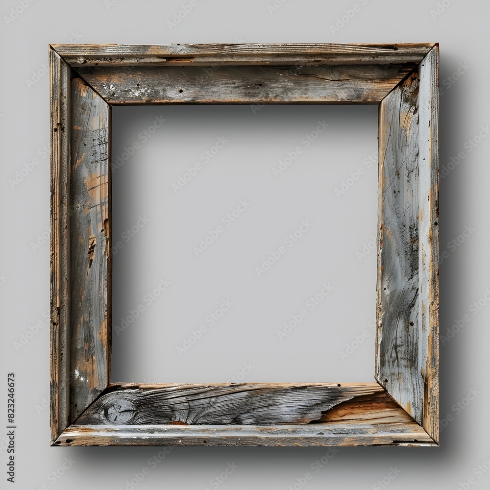 Poster rustic pallet wood frame with distressed finish providing farmhouse charm on light background isolat