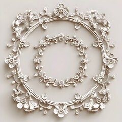 Elegant Lace Frame with Intricate Patterns and Delicate Design for Romantic Decor Isolated on Light Background description This image depicts an