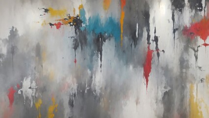Abstract Gray and multicolor painting with grunge texture. brush strokes splash color and oil Background