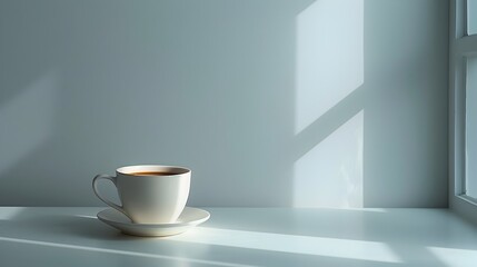Obraz premium Peaceful Solace A Minimalist Black Coffee Moment in a Serene Modern Setting
