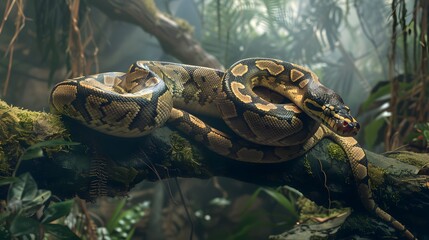pythons use their flexible body movements and bites to hunt and capture prey in the forest