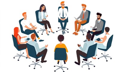 A circle of people sharing chairs, creating an organism of leisure and fun