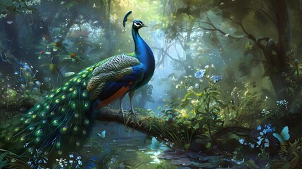 peacocks use their dances and beautiful tails to attract mates and defend their territories in the forest