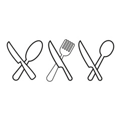 Cutlery icon. Spoon, forks, knife icon in trendy flat design
