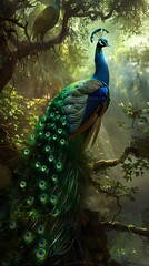 peacock with feathers